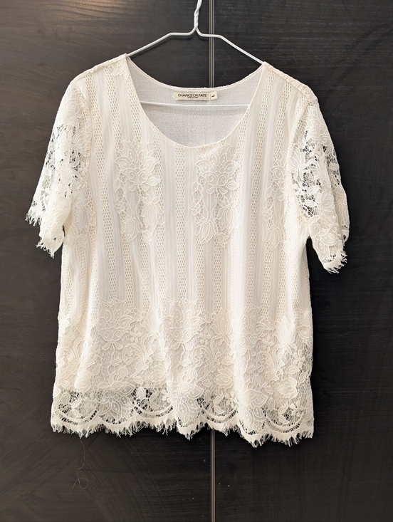 Chance or Fate Tops - Chance or Fate Cream Lace Short Sleeve Blouse